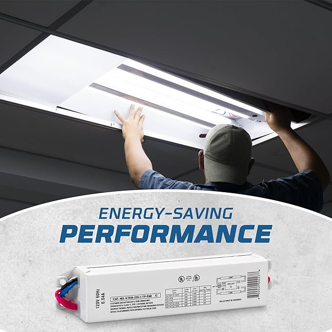 OHLECTRIC Replacement for Keystone KTEB-220-1-TP-EMI 2 Lamp T12 Electronic Fluorescent Ballast | 120V Input with Instant Start Operation | 0.88 Ballast Factor, UL-Approved