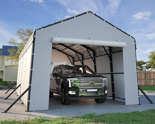 Jocisland 12x20x10.5 FT Metal Carport with Removable Waterproof Sidewalls, Heavy Duty Carport with Upgraded Steel Reinforcements for All-Weather, Car Port for Car, Boat, Equipment Storage