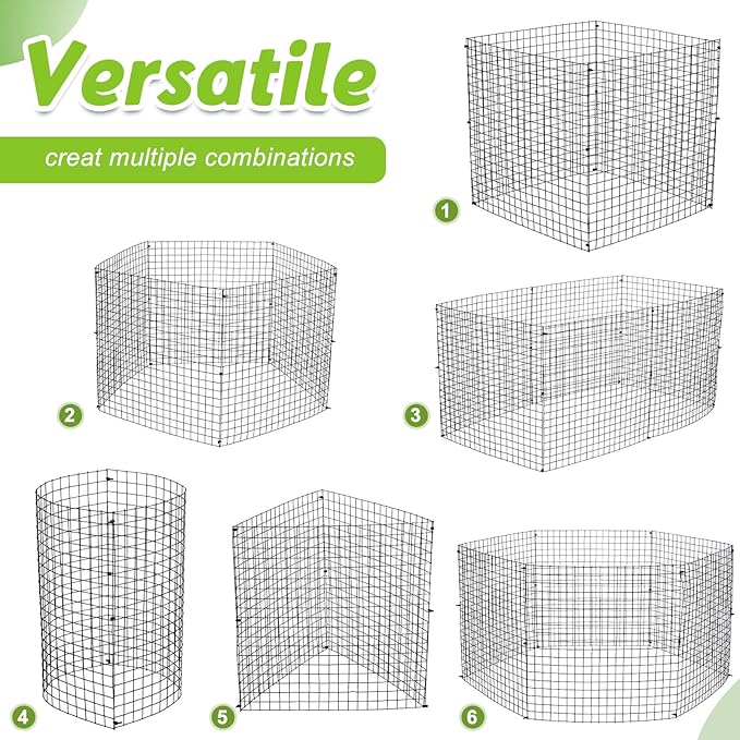 Zubebe 5 Pack Small Wire Plant Protectors Square Plant Protectors from Animals Mesh Cage Chicken Wire Cloche for Shrubs and Vegetables with Ground Stakes and Nylon Ties (12 x 12 Inch)