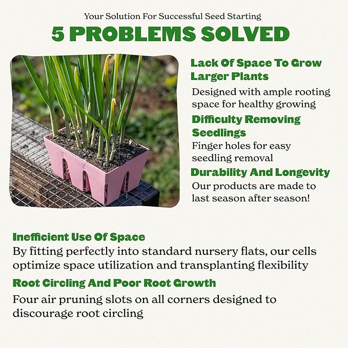 Epic Gardening Reusable Seed Starter Tray - 6 Cell/12 Seedling Starter Trays - Easy Watering, Indoor Greenhouse, Plant Starter, Gardener-Friendly for Seedlings | UV-Treated & BPA-Free - Pink