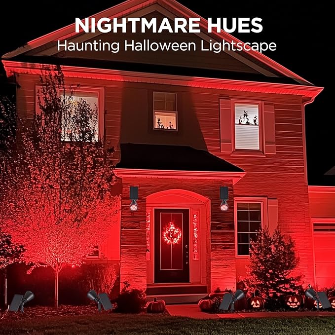 InnoGear Solar Lights Outdoor Waterproof Halloween Christmas Solar Garden Light for Outside Yard Landscape Lighting Pathway Spot Lights Spotlight Wall Light Auto On/Off, 2 Pack (Red and Green Light)