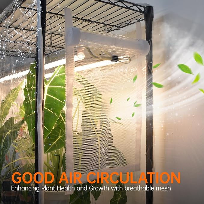 Indoor Greenhouse with Grow Light, Tall Green house with 6 Pack T5 Full Spectrum Plant Lights with Timer, Plant Shelf with Tent for Indoor Plant, Seed Starting, Seed Tray, 35.4"x13.8"x70.8"