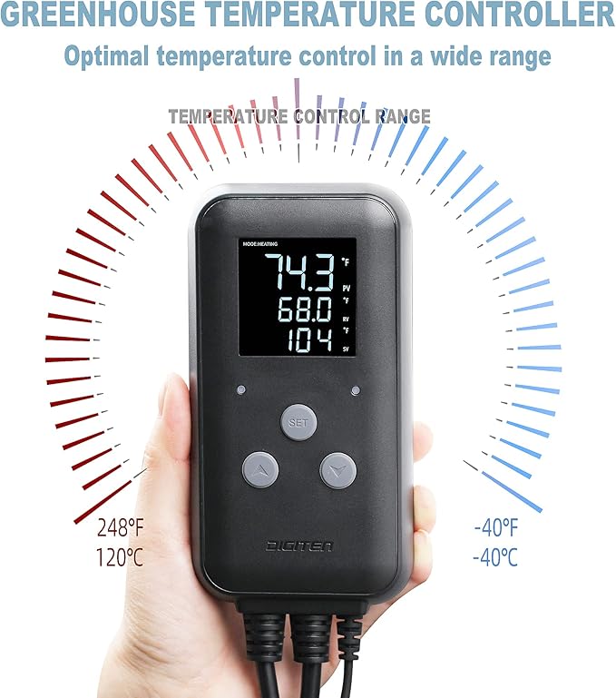 DIGITEN Heat Mat Thermostat Waterproof Temperature Controller DTC315 Greenhouse Thermostat Aquarium Temperature Controller Plug in Thermostat for Seedlings 15A Reptiles Temperature Controller Outlet