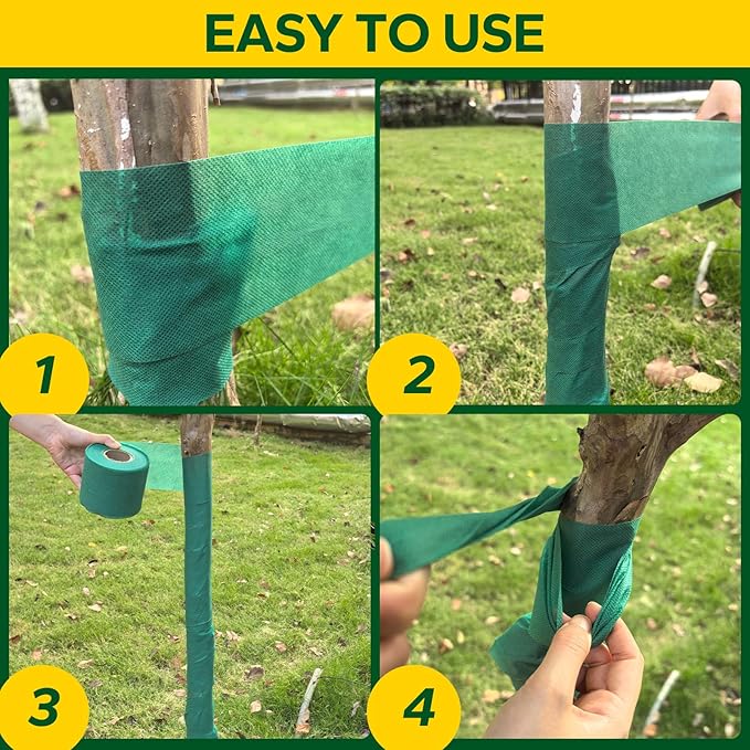 Emycool 98ft Tree Wraps to Protect Bark, Tree Wrap for Damaged Bark, Tree Trunk Wrap to Keep Plants Warm and Tree Trunk Protectors from Deer and Animal, Durable and Effective