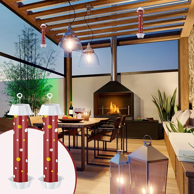 12 Pcs Sticky Fly Trap Fly Stick Indoor Outdoor Long Lasting Adhesive Fly Catcher with Hanging Hook for Wasps Gnats Bugs Insects Moths Fruit Flies Mosquitoes Spiders Fleas (Red, White)