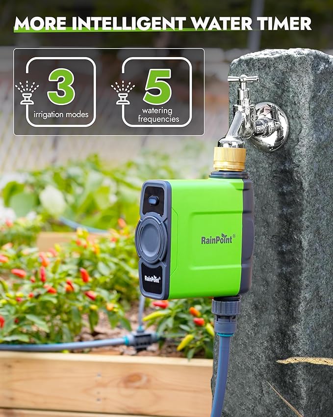 RAINPOINT WiFi Water Timer for Garden Hose, Brass Inlet WiFi Sprinkler Controller, Smart Hose Timer Valve with Antenna Gateway, Automatic Drip Irrigation System/Rain Delay for Garden/Lawn/Yard