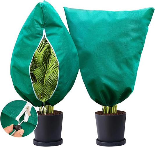Insoma 2 Packs Plant Covers Freeze Protection 31.5" W X 47.3" H, Outdoor Plants Frost Protection Covers with Zipper & Drawstring, Frost Blankets for Tree, Shrub Potted Plants Cover in Winter