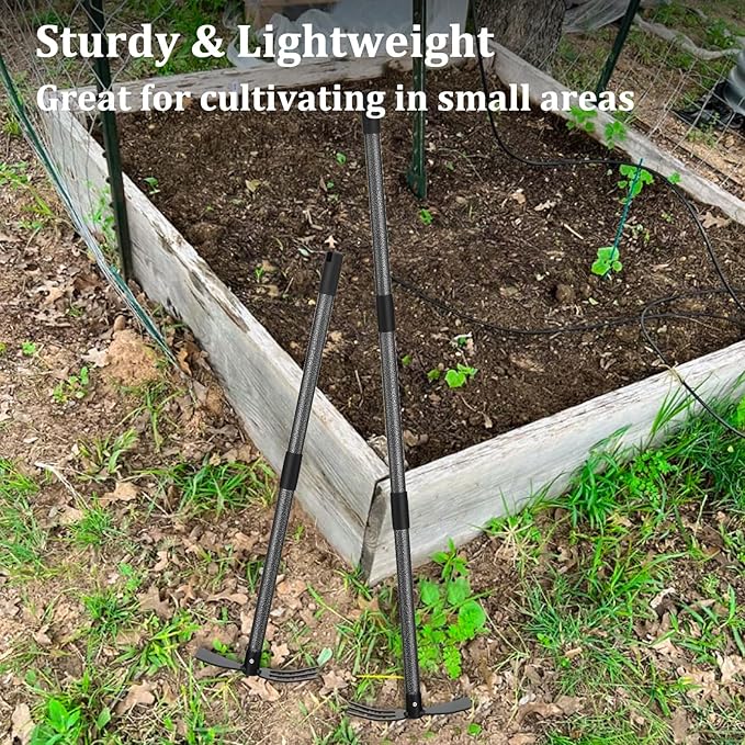 Adjustable Garden Hoe – Multi-Purpose Weeding & Digging Tool with Ergonomic Handle, Length (16"-60"), Rust-Proof Coated Steel, Heavy Duty for Farm, Yard, Gardening