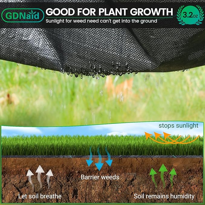 6ftx180ft Weed Barrier Landscape Fabric Heavy Duty, Premium 3.2oz Weed Barrier Fabric Garden Ground Cover, Weed Fabric, Garden Landscaping Fabric