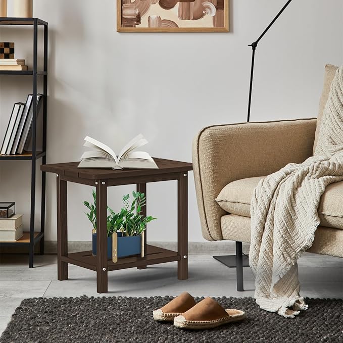 nevilywood Adirondack Square Side Table - 18.4" Large Panel HDPE Outdoor End Table - Weatherproof, Rustproof & Low Maintenance for Patio, Lawn, Pool, Indoor Use,Coffee