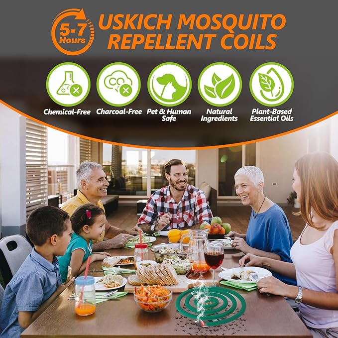 Mosquito Repellent Coils -Mosquito Repellent Outdoor Patio Fresh Scent,Use Reaches Up to 10 feet, Each Mosquito Coils Burns for 5-7 Hours (Contains 20 coils & 2 Stands)