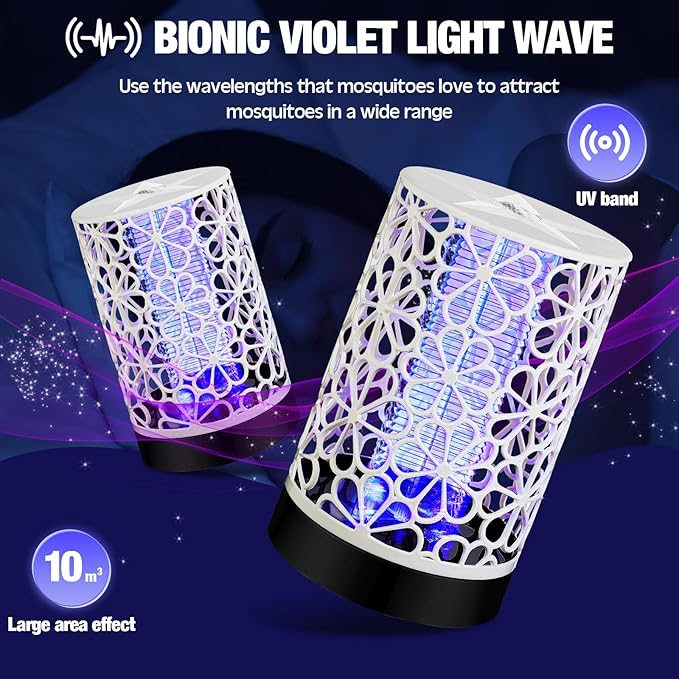 Qualirey 4 Pcs Electric Bug Zapper USB Mosquito Killer Repellent Fly Insect Lamp Purple Light Bug Trap for for Indoor Outdoor Bedroom Living Room Courtyard Backyard Patio(White)