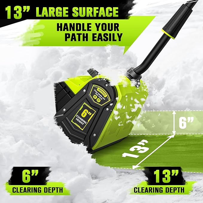 40V 13 inch Cordless Snow Blower, 4.0Ah Snow Blower Battery Powered with Directional Plate, Brushless Electric Snow Shovel for Pathway, Patio, Deck, Driveway, Green