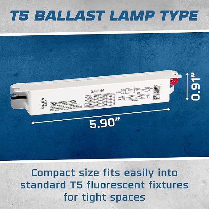 OHLECTRIC (2 Pack Replacement for Keystone KTEB-114-1-TP-FC-MB 1 Lamp T5 Electronic Fluorescent Ballast | 14 Watt, 120V Input with Rapid Start | Finger Case with Mounting Bracket, UL Listed
