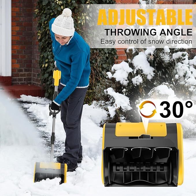 Cordless Electric Snow Shovel, Brushless 12-Inch Width | 6-Inch Depth Snow Blower, Lightweight Snow Thrower Machine, Efficient Snow Removal with Battery and Charger, 2 Batteries