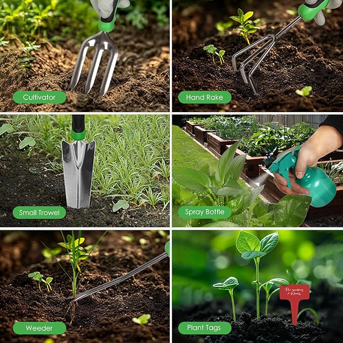 Orientools Gardening Gifts for Women & Men, Garden Tools Set Kit with Bag, 11 Piece Gardening Hand Tools, Allotment Gifts for Gardeners