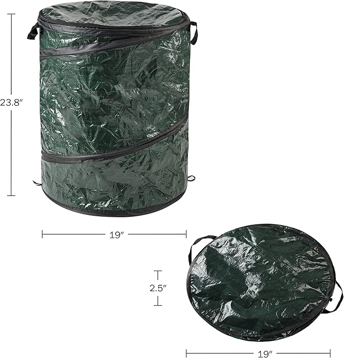 Wakeman 29.5-Gallon Pop up Outdoor Garbage Can Set - Set of 2 Collapsible Trash Cans for Parties, Yard Waste, or Laundry - Camping Accessories