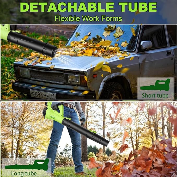 FTOP Leaf Blower Cordless with 2 Batteries and Fast Charger, 6 Speed Mode, 21V Electric Garden Blower for Lawns, Gardens, Yard, Deck, Snow, Leaves Cleaning -Variable Speed