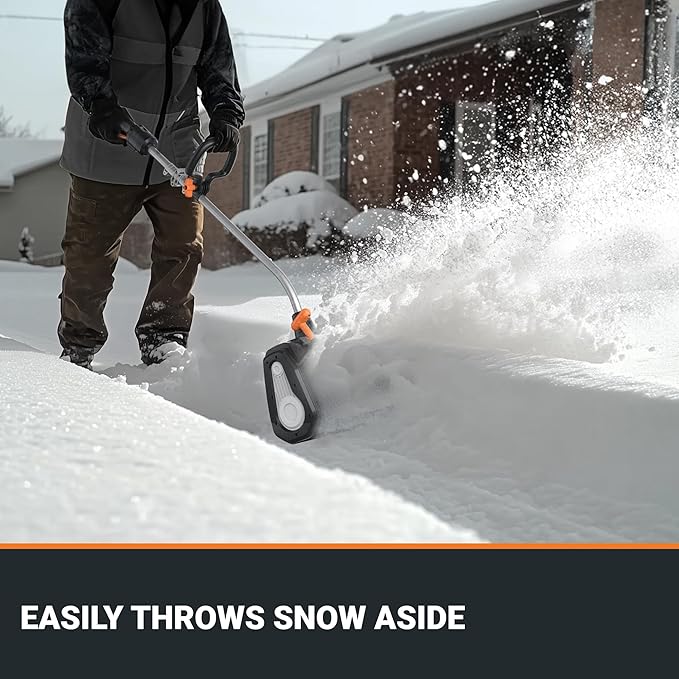 WORX Nitro 40V 12'' Electric Snow Shovel, 4-Car Driveway Cordless Snow Thrower, 2 Speeds Brushless Motor, Adjustable Front Handle, 4.0 Ah Battery and Charger Included, WG460