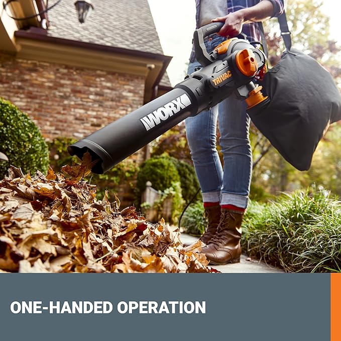 WORX WG512 12 Amp Trivac, 3 in 1 Electric Leaf Blower, Leaf Vacuum & Leaf Mulcher for Lawn Care