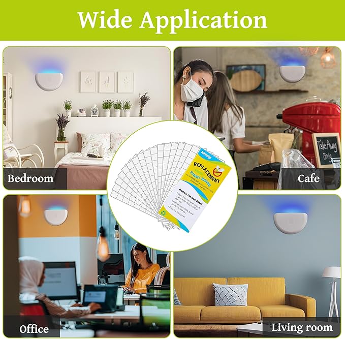 Qualirey 20 Pcs Fly Traps Glue Board Compatible with Faicuk WS108 Wall Sconce Fly Light Trap, Insects Sticky Fly Strips Replacement for Capturing Flies, Mosquitos, Moths, Gnat and Other Flying Insects