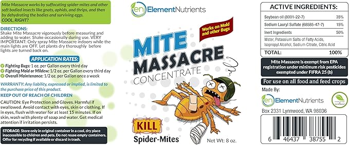 Mite Massacre 8 oz. Spider Mite Killer and Powdery Mildew Fighter - Makes 8 GALLONS of Spray