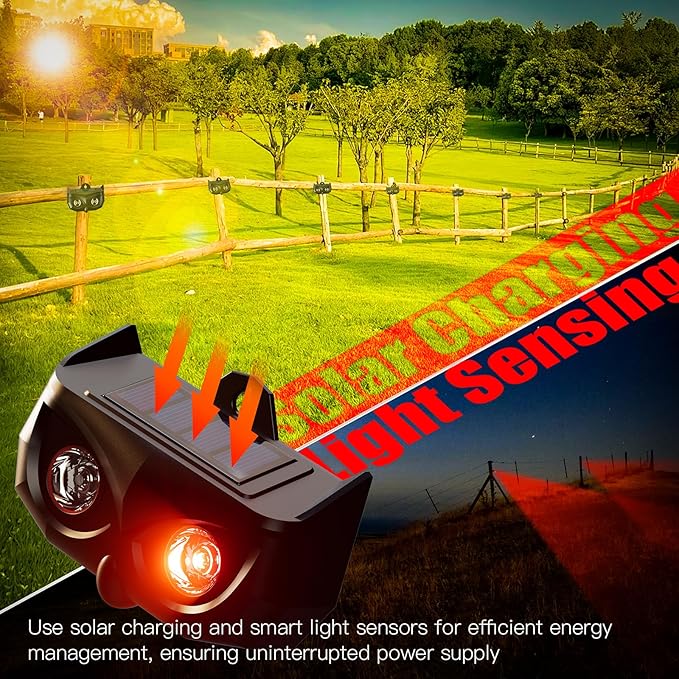 Solar Animal Repeller-Nocturnal Coyote Deterrent with Upgraded Frequency Flashing Lights-Waterproof Deer Repellent Device for Raccoon Fox Skunk-Predator Lights for Chicken Coop Farm Yard Garden (8)