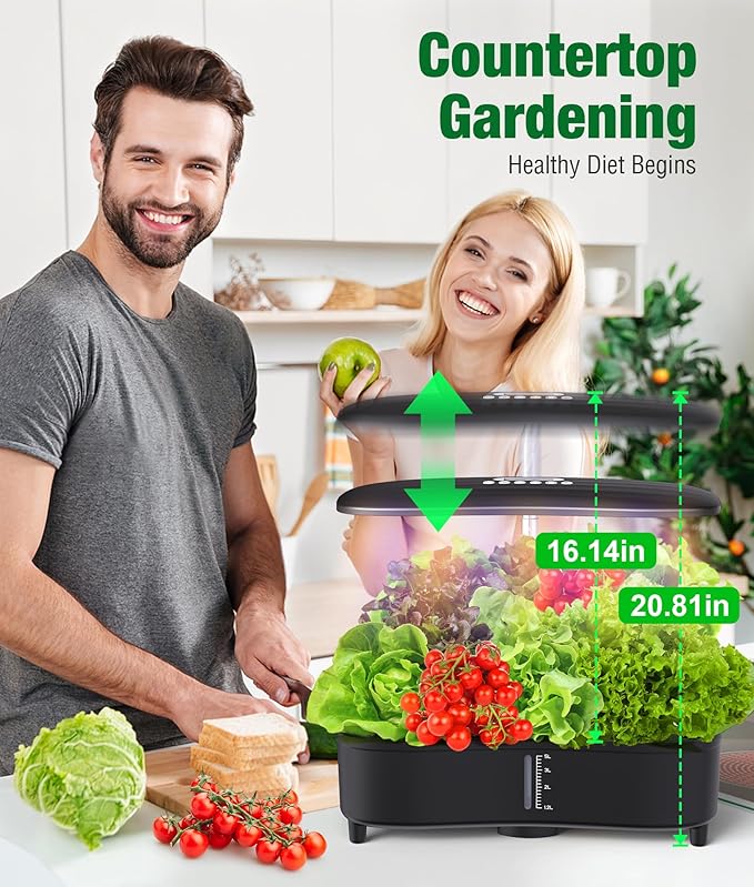 Misting 15 Pods Hydroponic Growing System Herb Garden Kit Indoor,2.5L Large Tank Plant Germination Kit with Adjustable Height Grow Light to “20", Quiet Pump, Auto Timer, Gardening Christmas Gifts