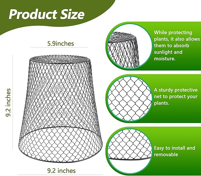 20Pcs Chicken Wire Cloche Plant Covers, 9.2×9.2 Inches Plant Protectors from Animals, Metal Garden Plant Cages for Outdoor Plants, Keep Rabbits, Squirrels, Birds Out