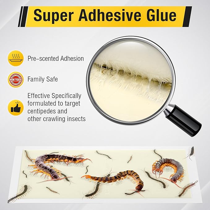 Qualirey Centipede Extra Large Glue Traps 20Pcs(Tear Into 40Pcs),11’’ x 5.3’’ Centipede Glue Boards Indoor Outdoor, Adhesive Insect Catcher for Home, Sticky & Non Toxic Traps for Home, Garage & Shed