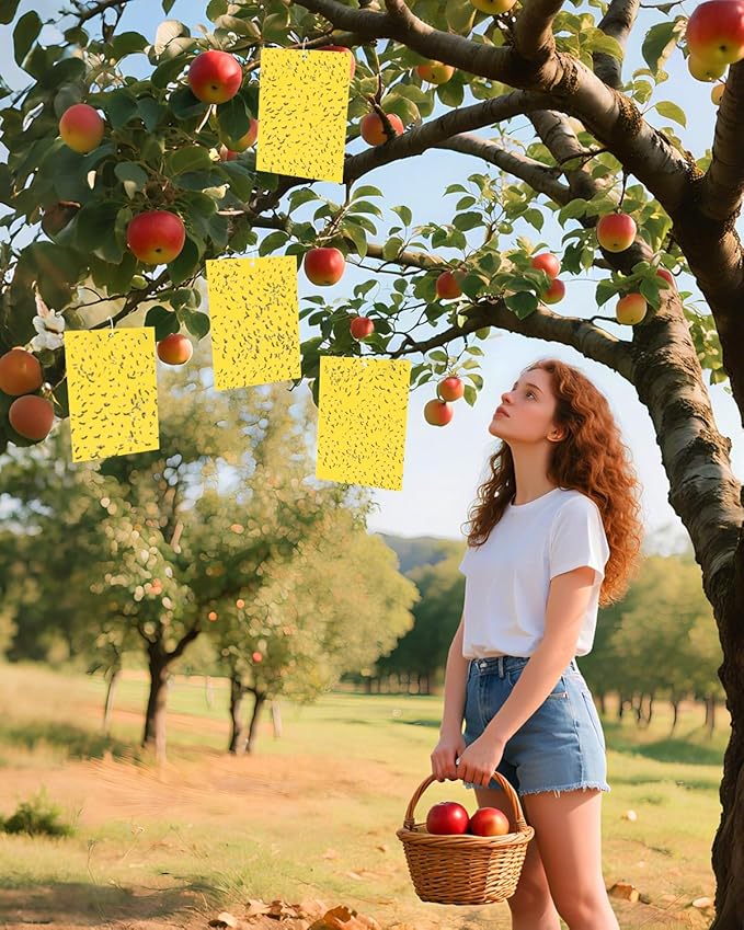 Plant Fly Sticky Trap Sticks, Sticky Gnat Traps for Indoor Plants, with Kids Gardening Gloves, 25PCS, Non-Toxic, Odorless, Harmless to Vegetables, Fruits, Plants