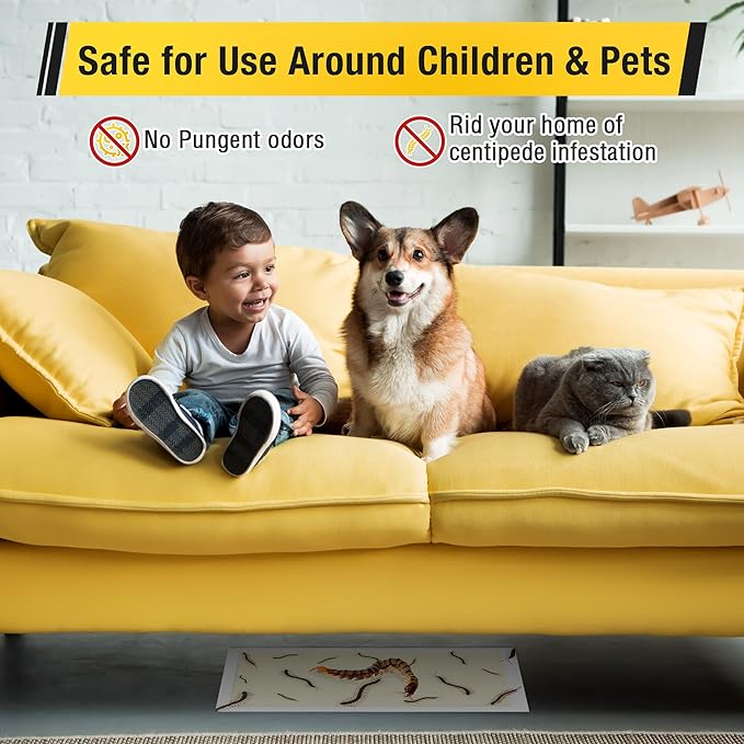 Qualirey Centipede Extra Large Glue Traps 20Pcs(Tear Into 40Pcs),11’’ x 5.3’’ Centipede Glue Boards Indoor Outdoor, Adhesive Insect Catcher for Home, Sticky & Non Toxic Traps for Home, Garage & Shed