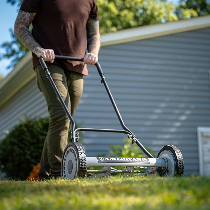 American Lawn Mower Company 1815-18 18-Inch 5-Blade Push Reel Lawn Mower, 18-Inch, 5-Blade, Black