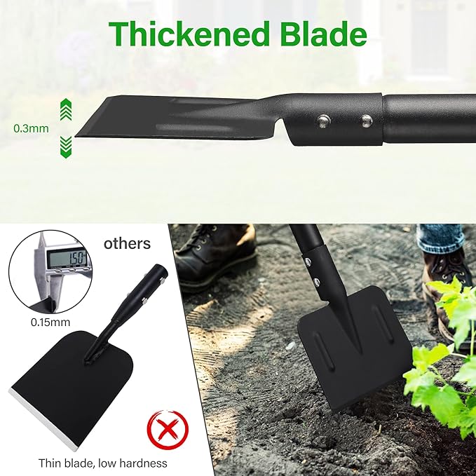Garden Shovel, Heavy Duty Ice Scraper Long Handle 67", Spade Snow Shovel Weed Remover Gardening Tool for Weeding, Ice Removal, Ground Cleaning and Cutting Through Soil, Walkway Driveway