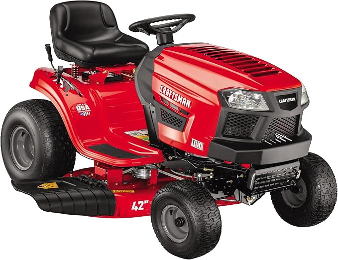 Craftsman 42" Gas Riding Lawn Mower with 17.5 HP* Briggs and Stratton Single-Cylinder Engine, Gas Lawn Tractor with 7-Speed Transmission, Red/Black