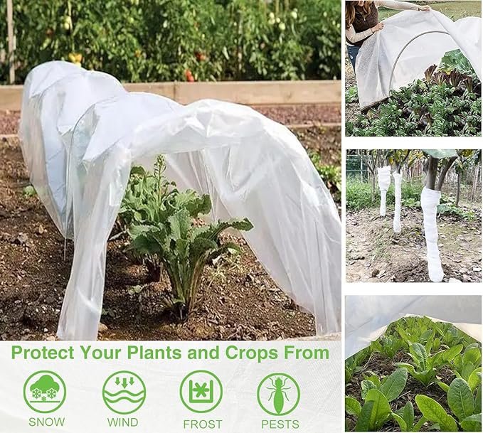 Plant Covers Frost Cloth for Outdoor Garden 7.8 ft x 32ft, Row Cover Netting for Plants Vegetables Flowers Fruits Sun Freeze Protection 1.06oz/yd²
