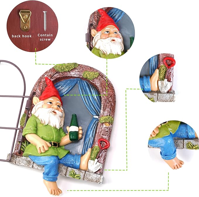 Gnome Tree Hugger, Funny Garden Gnome Resin Statue, Outdoor Ornaments Decor, Whimsical Tree Sculpture Peeker, Patio Yard Lawn Porch Decoration, Gardening Gifts