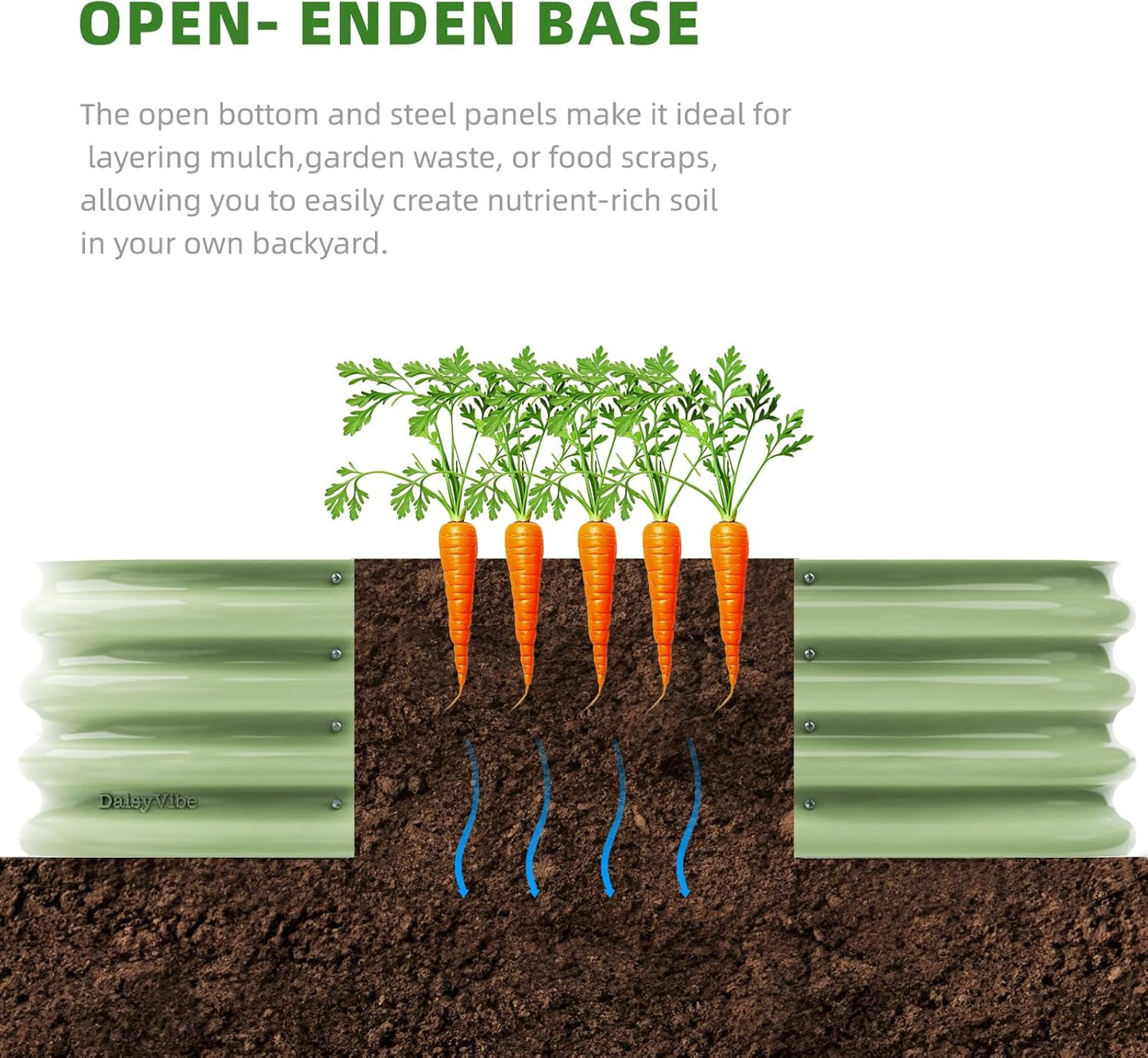 DaisyVibe Raised Garden Bed Kit, Planter Raised Garden Boxes Outdoor, Oval Large Metal Raised Garden Beds for Vegetables Flowers (Green, 5ftx2ftx1ft)