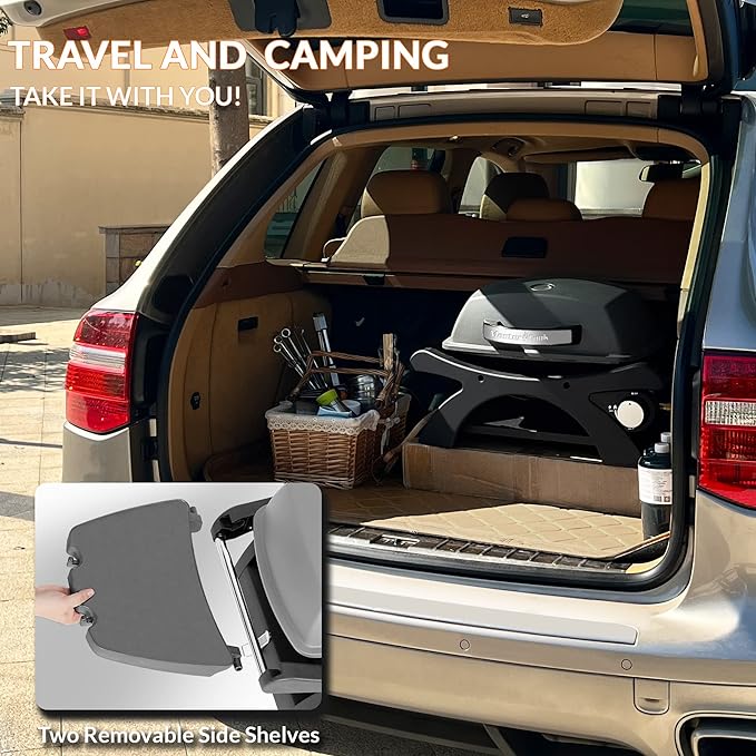 MASTER COOK Single Burner Propane Gas Grill, 11,500 BTU Portable Tabletop Barbecue Grill with Cart for Patio, Camping, Travel