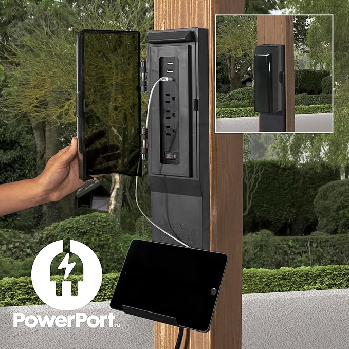 Backyard Discovery Kingsport 20' x 12' Cedar Wood Outdoor Carport Garage with Heavy-Duty Galvanized Steel Slope Roof, Snow Support, Wind Resistance, PowerPort, Shelter to Protect Cars, Boats, Trucks