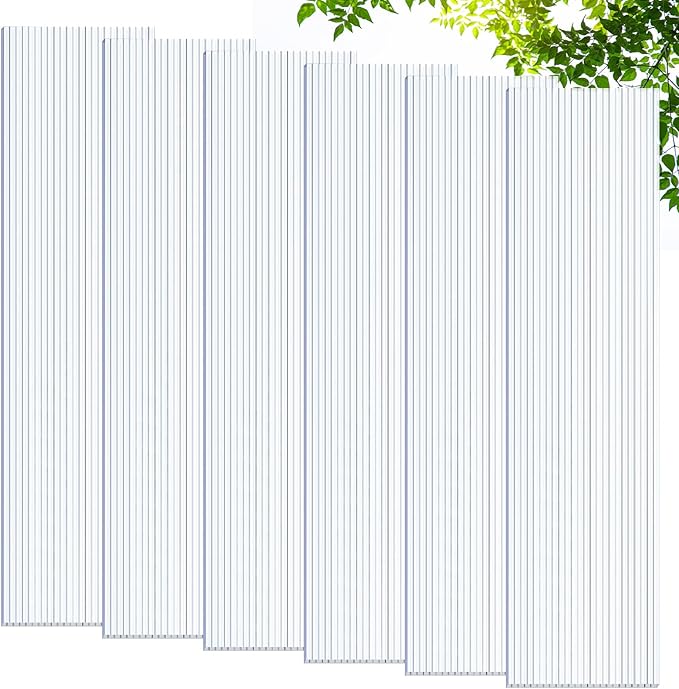 Tatuo 6 Pack 8' X 2' X 0.16'' Polycarbonate Greenhouse Panels Polycarbonate Sheets Twin-Wall Roof Panels Waterproof UV Protected Clear Corrugated Plastic Roofing for Greenhouse Replacement