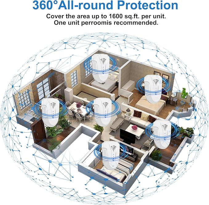 2025 Upgraded Ultrasonic Pest Repeller 6 Pack, Mouse Repellent Indoor Ultrasonic Plug in, Pest Control for Bugs Roaches Insects Mice Spiders Flies Cockroach Rodent Rat