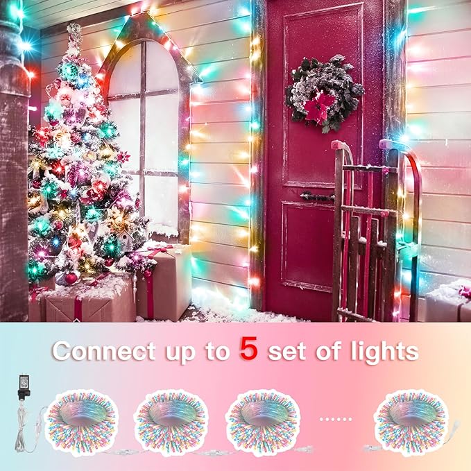 suddus String Lights Indoor Bedroom, 66ft 200 Led Christmas Light Outdoor Clear Wire Connectable, Plug in Fairy String Lights with Remote for Christmas, Party, Easter Decoration, Multicolor
