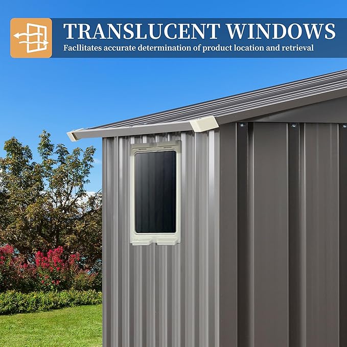 Vongrasig 5 x 3 x 6 FT Outdoor Storage Shed, Metal Tool Shed Clearance Garden Steel Shed with Side Window and Lockable Door Waterproof Tool Shed for Backyard Patio, Lawn (Gray)