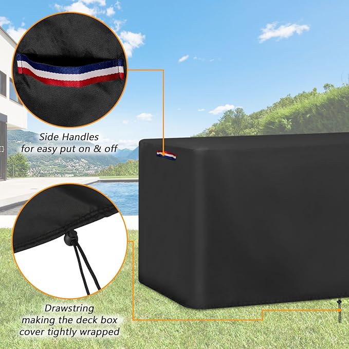 Outdoor Storage Deck Box Cover, Waterproof Outdoor Storage Container Covers 113 Gal ,Heavy Duty Patio Storage Bench Cover for Patio Furniture,59"W x 15"D x 31.5"H