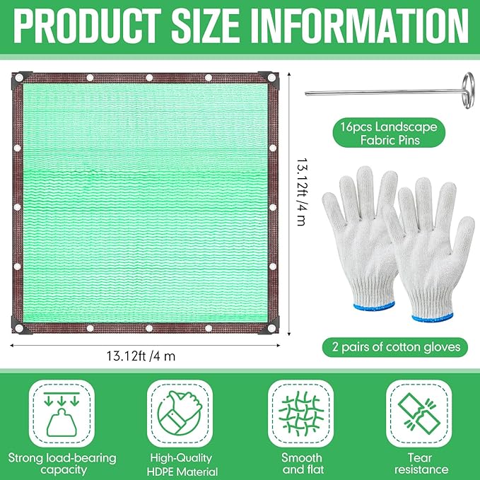 Fruit Collector Harvesting Net 13 x 13 ft with Ground Pegs and 2 Pairs of Gloves Reusable Leaf Agricultural Collection Netting Fruit Picking Basket for Trees Walnut Olive Chestnut