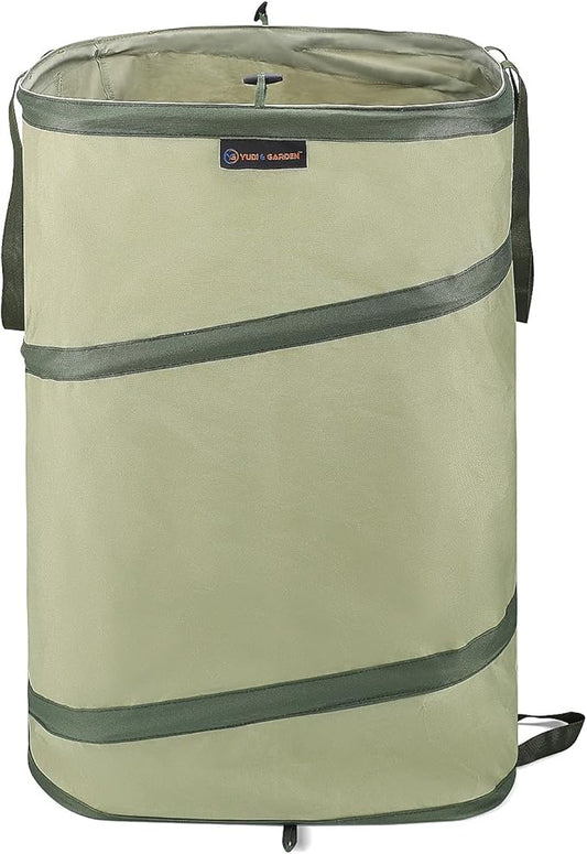 YUDI & GARDEN 46 Gallon Square Collapsible Yard Waste Containers｜Collapsible Trash Can｜Camping Trash Can, for Collecting Weeds or Party and Yard Waste, Green