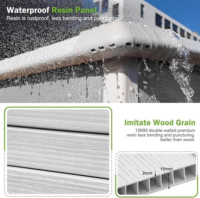 8x6 Shed Plastic Outdoor Storage with Floor Included, Waterproof Lockable Garden Shed Resin Tool Shed Cabinet