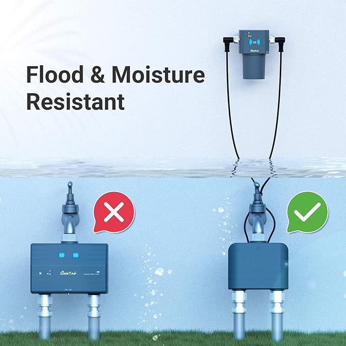 LinkTap T1 Smart Water Timer (Requires Gateway), 2-Outlet Sprinkler Timer, Ideal for Drip Irrigation, Weather Adaptive, Advanced Flow Monitoring, Better Range Than WiFi, IP66, Alexa