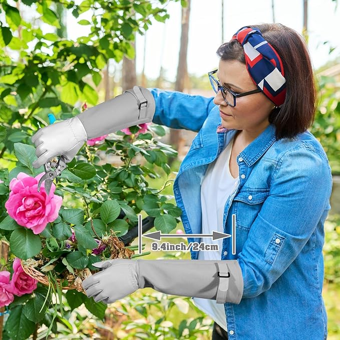 Long-Gardening-Gloves for Women/Men - Thorn Proof Rose Pruning Gloves Heavy Duty Gauntlet-M